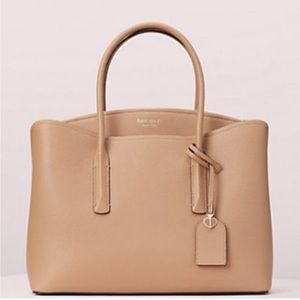 Kate Spade New York Large “Margaux” Satchel in light fawn color.